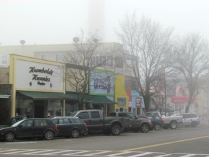 Downtown Garberville on a foggy morning