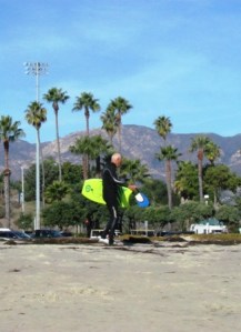 As we were leaving I saw this guy working his way down the beach. He must've been 80, but he was determined to ride that boogie board.