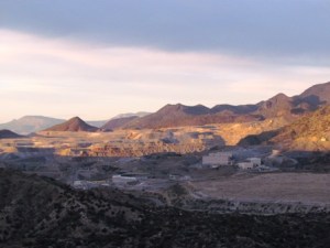 copper mine at sunset